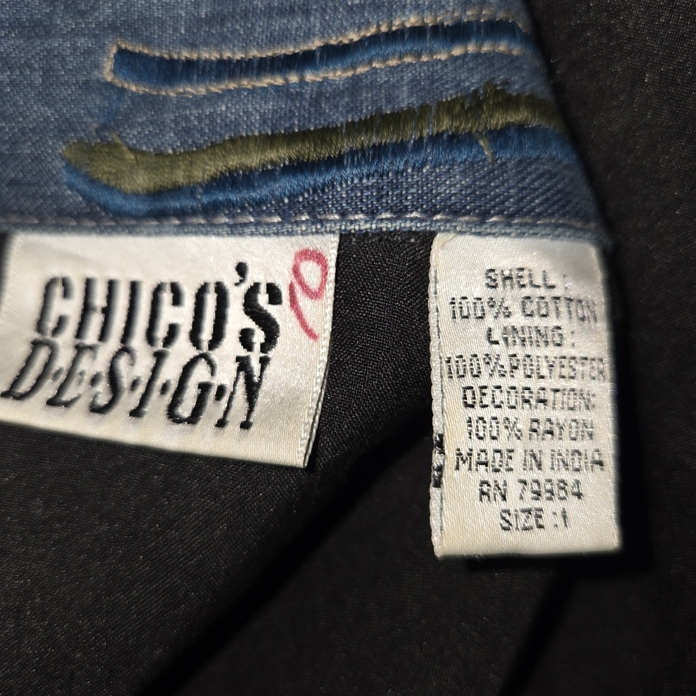 Chicos Design Beautidul Embroidered Denim Jacket - Picture 4 of 7